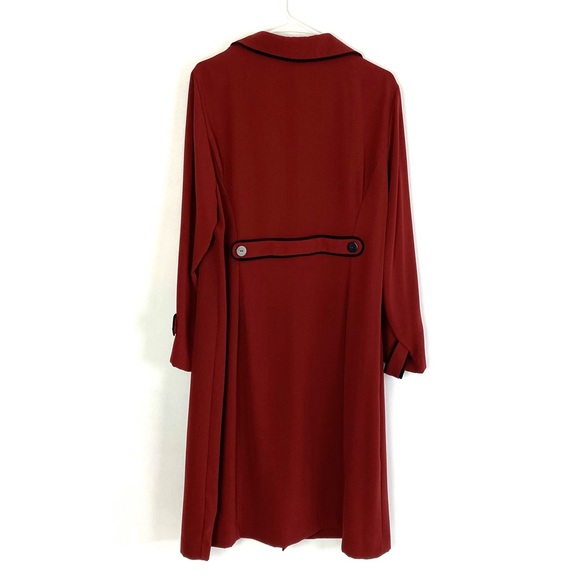 Le Bos One Button Red & Black Light Weight Trench - Picture 2 of 7